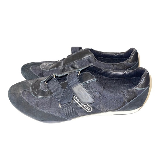 Coach Kyra Black Jacquard Velcro Athletic Sneakers Shoes - Picture 3 of 7